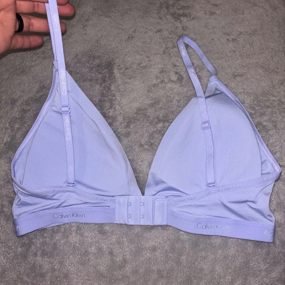 Calvin Klein Modern Cotton Triangle Bralette Lavender Purple Logo QF1654 Small